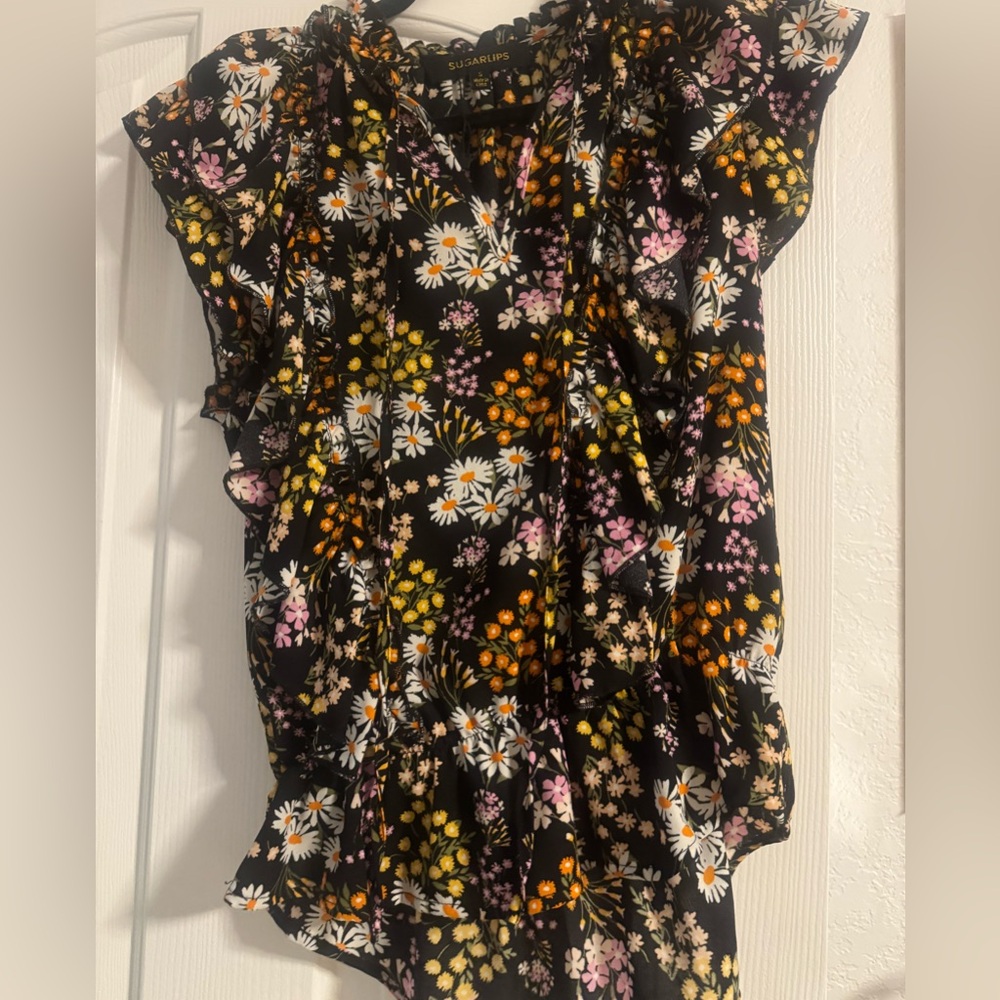 Sugarlips Floral Blouse - Black, Yellow, Pink